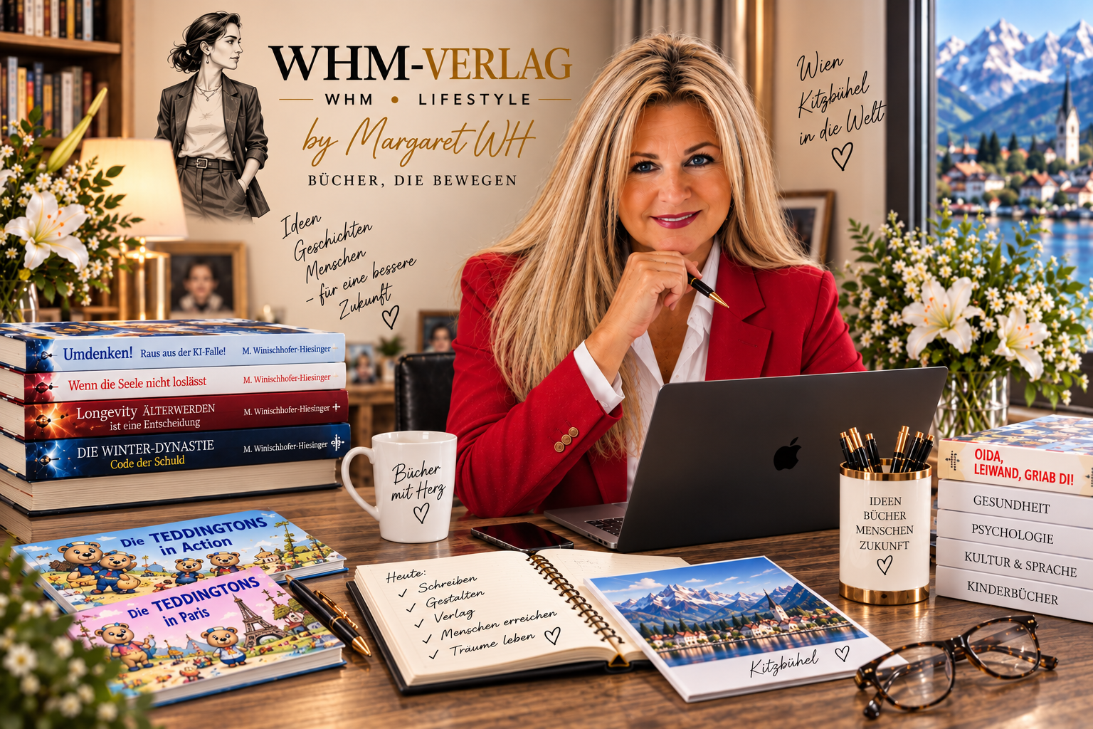 Margarete Winischhofer-Hiesinger – WHM-Verlag, Illustration mit WHM-Logo
